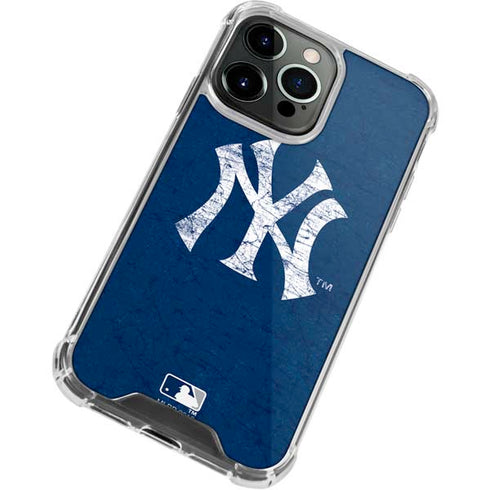 MLB New York Yankees - Solid Distressed iPhone 14 Pro Clear Case